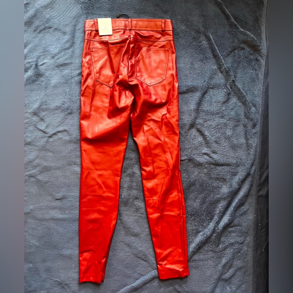 NWT Zara women’s Burgundy High Rise Leather Leggings Size S - Picture 9 of 11